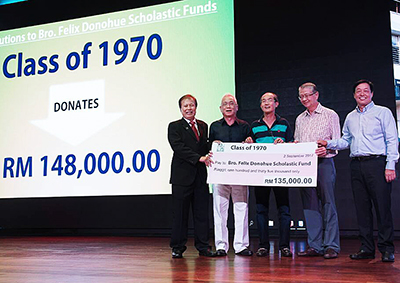 The Class of 1970, founders of the Brother Felix Donohue Student Welfare Fund.
